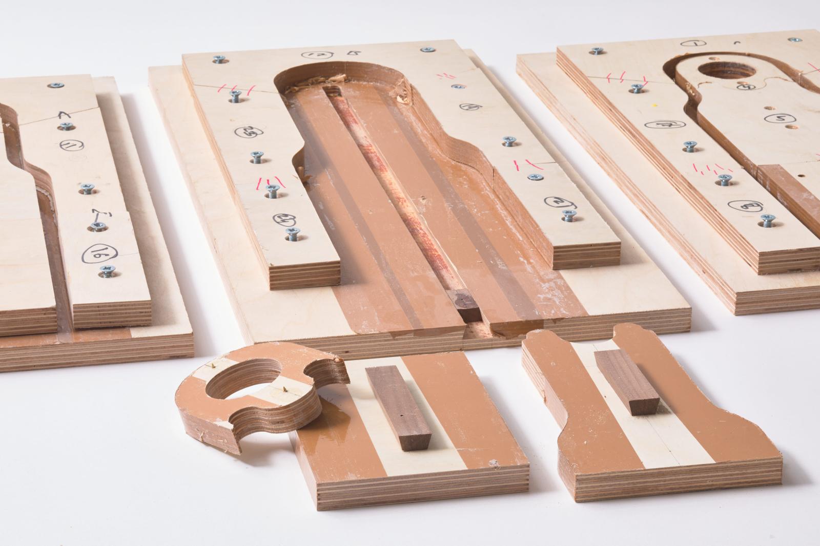 'Drum' Steamed plywood structural study model custom bending jigs