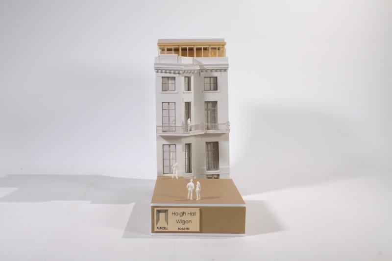 Haigh Hall Wigan 1:50 model made using paper and cardboard